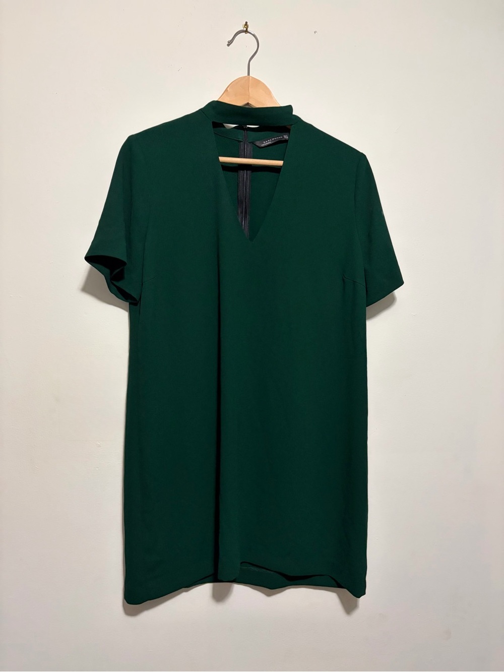 Zara Emerald Green V-Neck Shift Dress